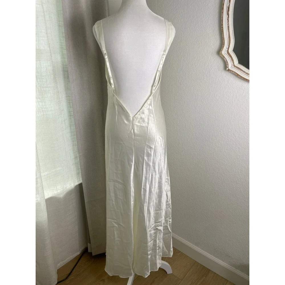 Victoria's Secret Nightgown Womens Large Ivory Excellent Vintage 90s Lace Satin